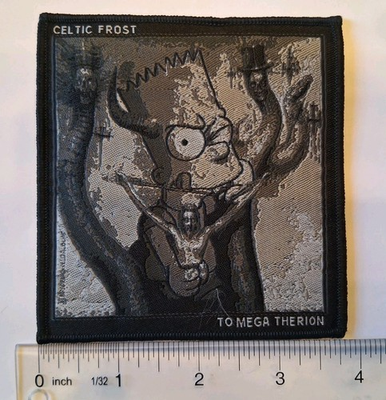 #ad Celtic Frost To Mega Therion BART SIMPSON Parody Woven Patch Black Border $6.00