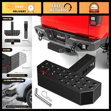 Hitch Step with 2" Receiver - Rear Bumper Guard Protector, Anti-Slip, 11.9" Bar