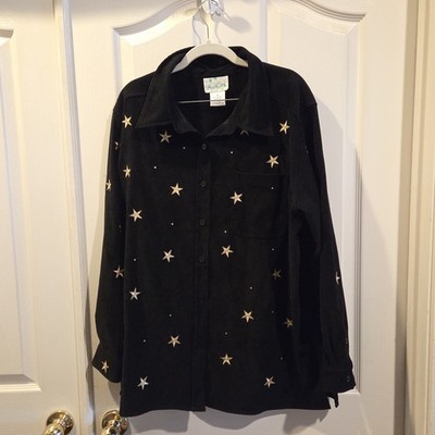 Quacker Factory Top Stars Patriotic Country Western Black Gold Rodeo 1X Velvet