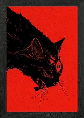 Gerahmtes Wandbild Dämon Katze Poster Leinwanddruck Bild