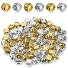 100 Pcs Round Spacer Beads with Large Hole, 8 mm Tibetan Alloy Antique Plated...