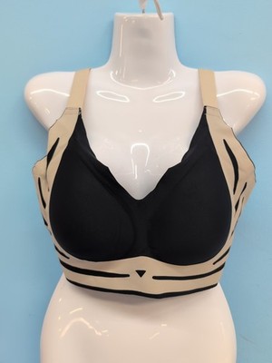 Super Gather Comfortable Wireless Full Coverage Push Up Bra Size 2XL Black