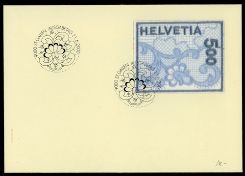 SWITZERLAND 2000 FIRST DAY COVER, EMBROIDERY !! II76