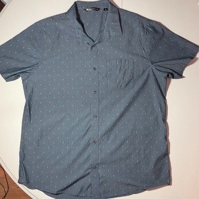 Travis Mathew Casual Button Down Short Sleeve Shirt Mens XL Gray Pre Owned