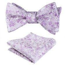 Mens 2pcs Classic Floral Pattern Self-tied Bow Tie and Handkerchief Set Gray ...