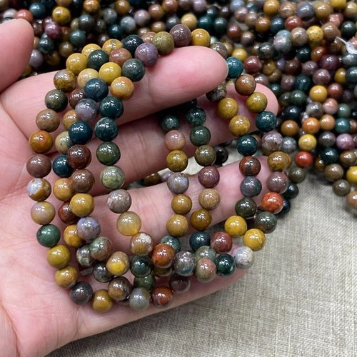 Wholesale 1 Pcs Polychrome Jasper stone ball beads 6mm crystal Stretch Bracelet