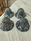 Set of 6 Tiffany Style Stained Glass Lamp Shades Floral Leaded 8.5” Fitter READ