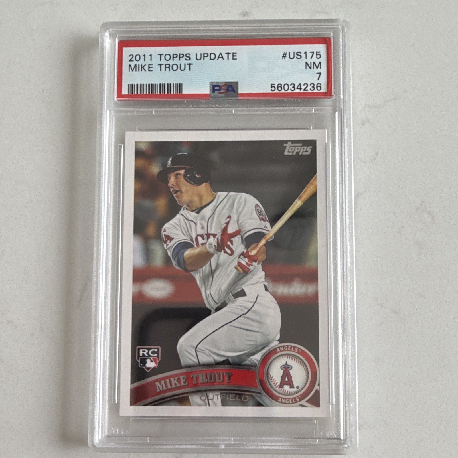 Topps Update 2011 Mike Trout RC #US175 Los Angeles Angels PSA 7