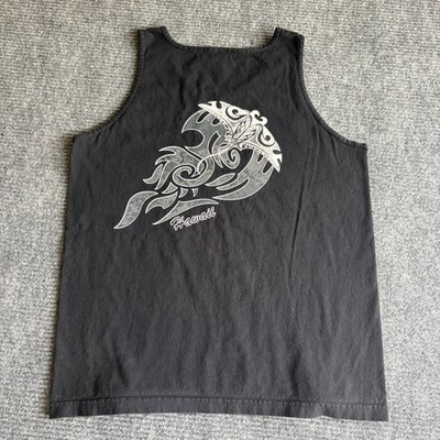 Alstyle Apparel Hawaii Tribal Manta Ray Graphic Tank Top Mens Medium Black