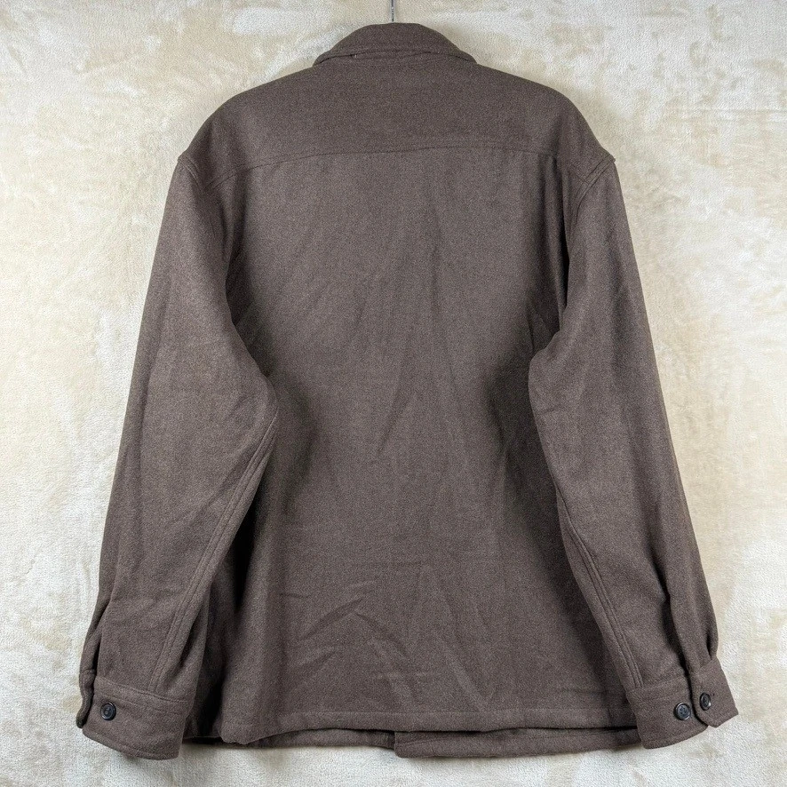Banana Republic Mens L Relaxed Wool Blend Shirt Jacket Dark Oak Brown Shacket image 2