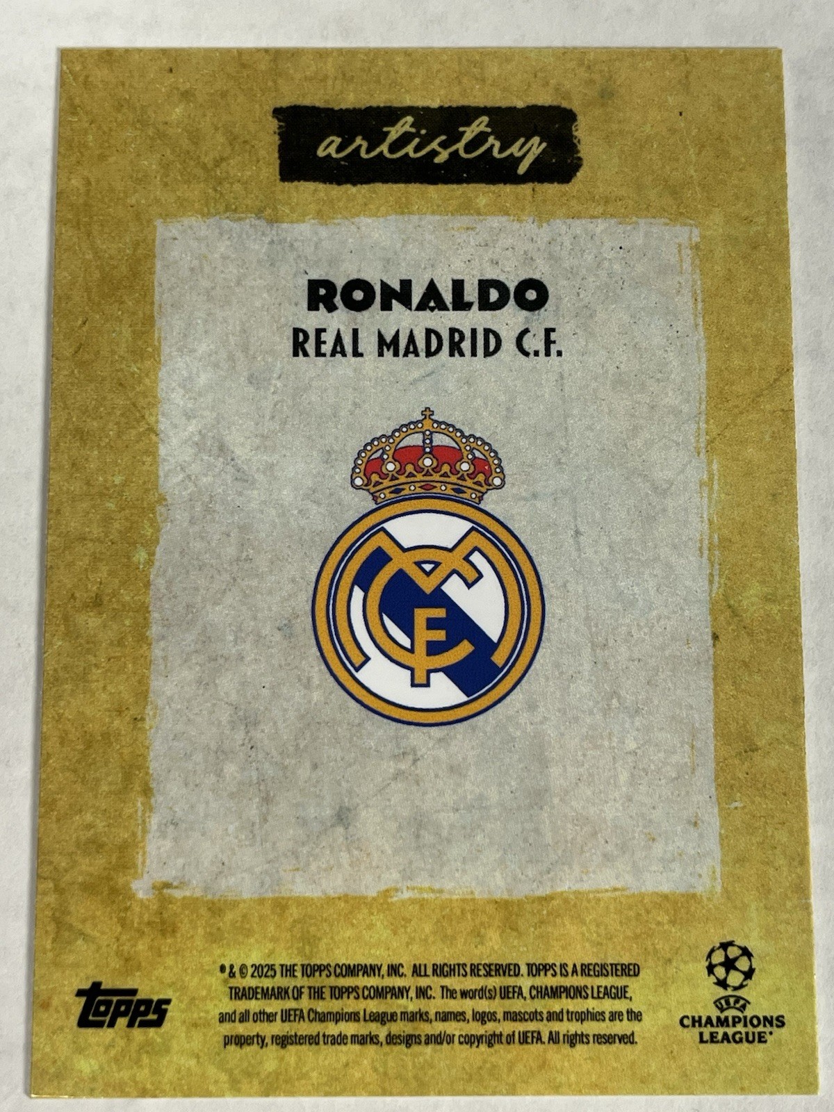 2025-26 Topps Deco UEFA UCC - Ronaldo Nazario R9 Artistry Insert Real Madrid CF