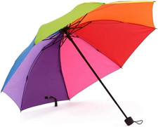 8 Rib Rainbow Umbrella Portable LGBT Pride Umbrella Collapsible, Compact and Dur