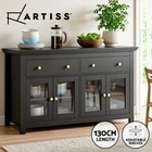 Artiss Buffet Sideboard Storage Cabinet Kitchen Cupboard Clear Door Drawer Black