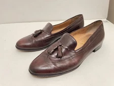 SALVATORE FERRAGAMO Mens SZ 10.5D Brown Leather Tassel Loafers longwing wingtip