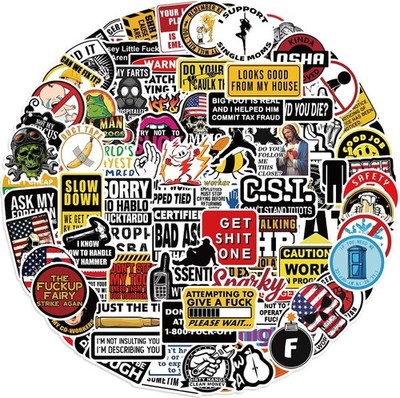 100pcs Funny Hard Hat Stickers (Dirty) for Adult Tool Box, Helmet, Prank Meme Vi