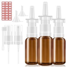 YAKESD Nasal Spray Bottle, 3 Pcs 30ML/1oz Glass Amber Refillable Fine 3 PCS