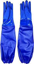 Long Waterproof Rubber Gloves with Cotton Lining, Elbow Length Chemical Resistan