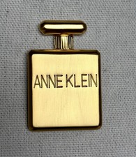 Anne Klein Brooch Matte Goldtone Signature Perfume Bottle Brooch Pin