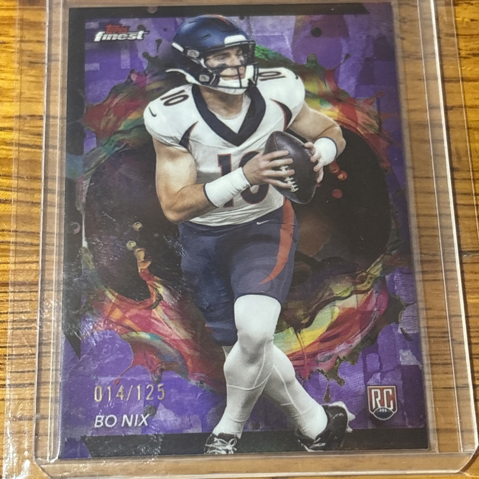 2024 Topps Finest Football #249 Bo Nix Rookie RC Purple Refractor /125 Broncos