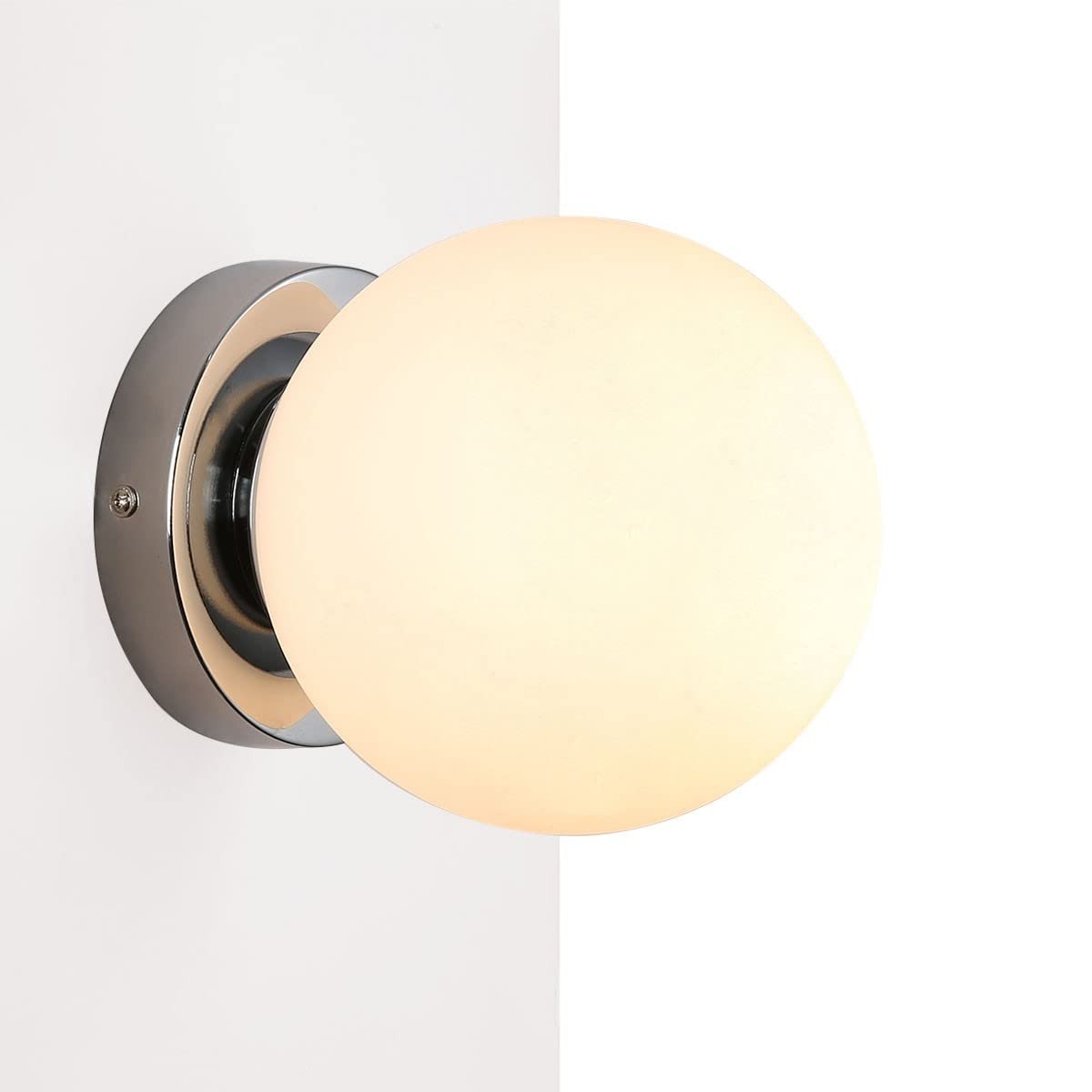 Applique Bagno IP44 Sfera Vetro Opale - Montaggio Rapido E27