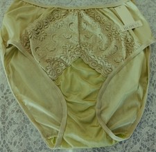 VTG HEIRESS AVOCADO ULTRA SHEER NYLON & FLORAL LACE  HI~CUT GIRLY PANTY 9