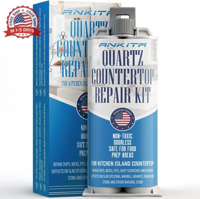 Quartz Countertop Repair Kit (White), Quick-Drying Quartz Repair Kit for Edge Ch