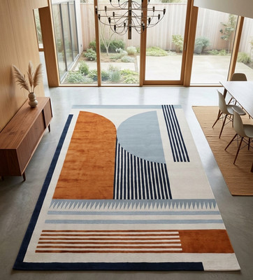 Modern Luxury Wool Geometric Abstract Area Rug Multicolor Living Room Carpet Mat
