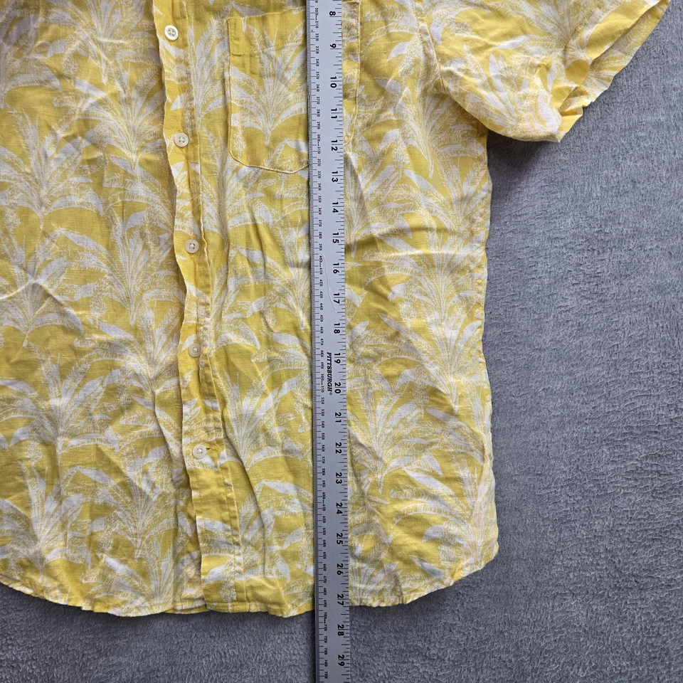 Banana Republic Men Button Up Shirt M Yellow Linen Floral Hawaiian Shirt - Image 3 of 4