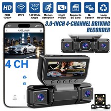 4 Channel WiFi 360° 4K Dash Cam Front Rear Inside Car Camera Dash Cam 1080P