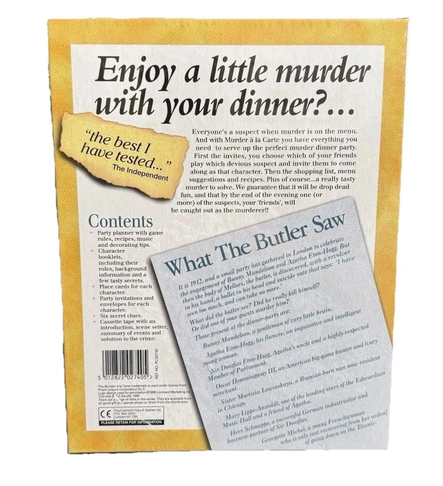 Murder Mystery Dinner Party Game What The Butler Saw 6-8 Player Teen+ New Sealed - Image 3 of 4