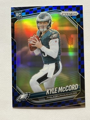 Kyle McCord 2025 Panini Prizm Blue Black Checkerboard SP RC #377 Eagles Rookie
