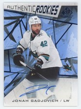 2021-22 SP Game Used Blue Auto Jonah Gadjovich Rookie Auto San Jose Sharks #176