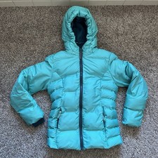 Champion Puffer Coat Girls Medium 7-8 Teal Blue Full Zip Hooded
