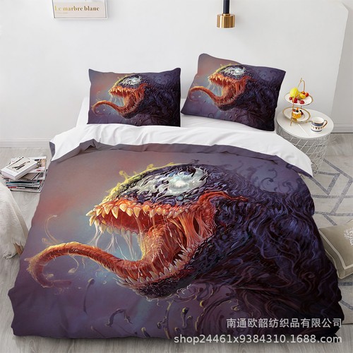 Venom 3D Bedding Set 2/3 PCS Quilt Duvet Cover Dorm Single Double King Size Gift - Picture 35 of 36