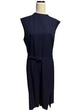 LAUREN RALPH LAUREN Corporate Navy Blue Belt Sleeveless Midi Dress Size AU12