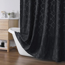Black Shower Curtains for Bathroom 72X72 Inches, Jacquard Geometric Fabric Showe