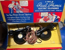Antique AMERICAN AUTOMATIC ELECTRIC CO. REAL- PHONES w/original Box
