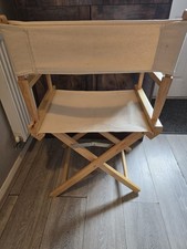 Wooden Folding Director Chair Cream Canvas Seat Garden Camping Chair