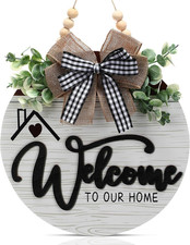 12 Inch 3D Welcome Sign for Front Door- Farmhouse Welcome Door Sign for Front Po