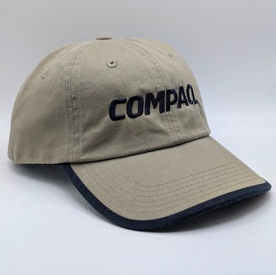 Vintage COMPAQ Retro PC Computer  Baseball Hat Cap Beige Blue 90s Y2K Tech Nerd