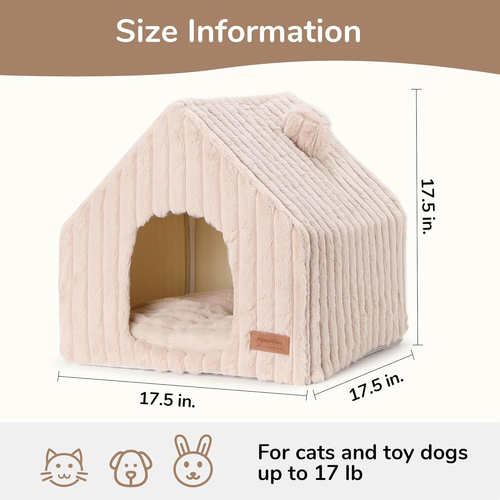 Cat Houses for Indoor Cats, Washable Cute Cat Bed Cave with Removable Pillow, La - Picture 5 of 8
