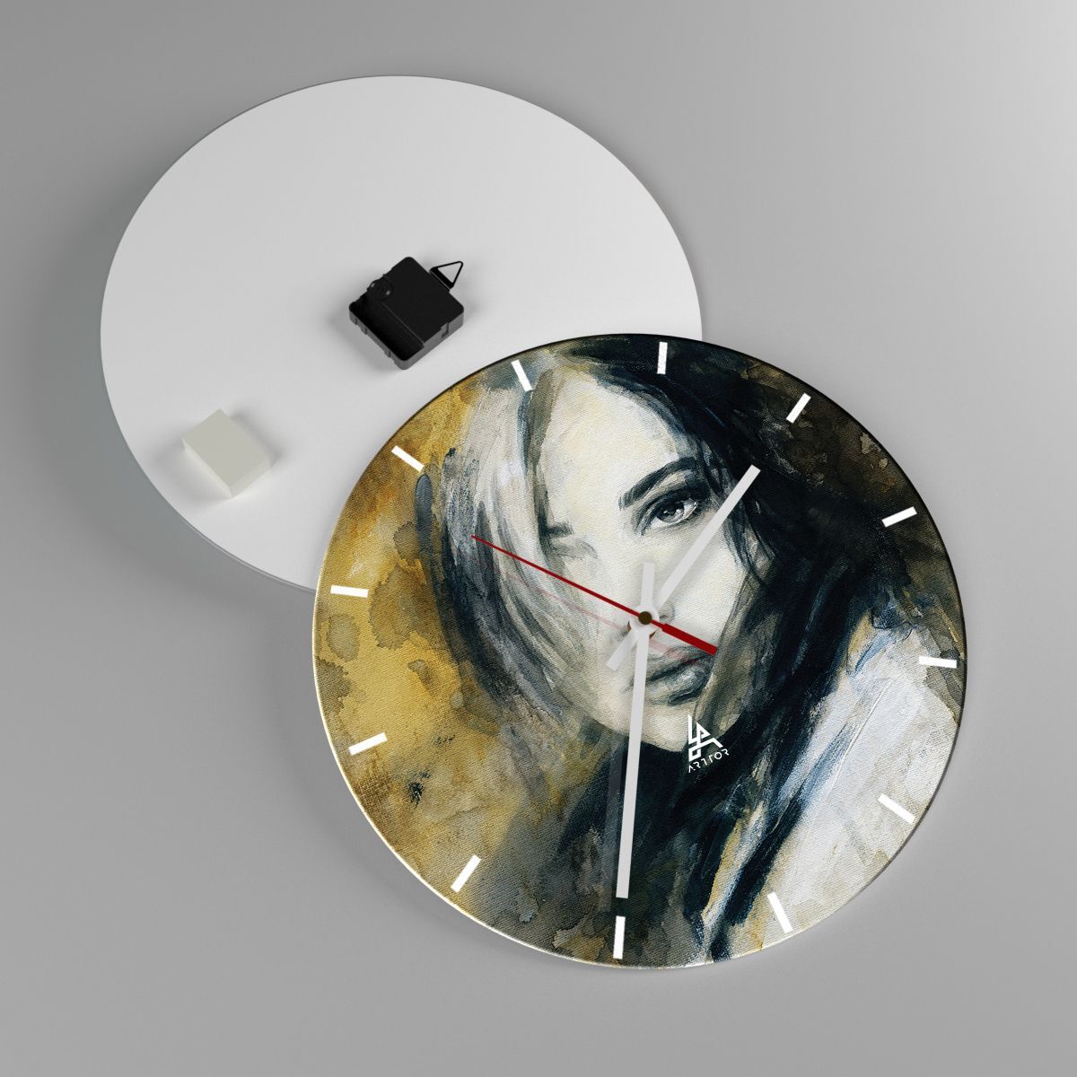 Horloge murale en verre 30x30cm Silencieuse Fleurs Vase Graphiques Wall