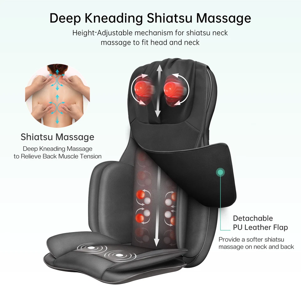 Snailax Full Body Massager with Heat Air Compress Kneading Shiatsu Massage - Image 3 of 4