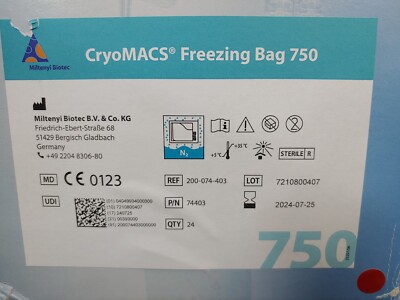 MILTENYI Biotec 200-074-403 74403 CryoMACS Freezing Bag 750 24/Box