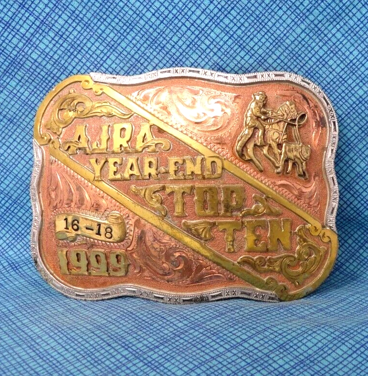 Пряжка ремня AJRA 1999 Year End Top Ten Trophy 16 18 винтажная Red Bluff Y2K .TAZ291 - Изображение 2 из 4