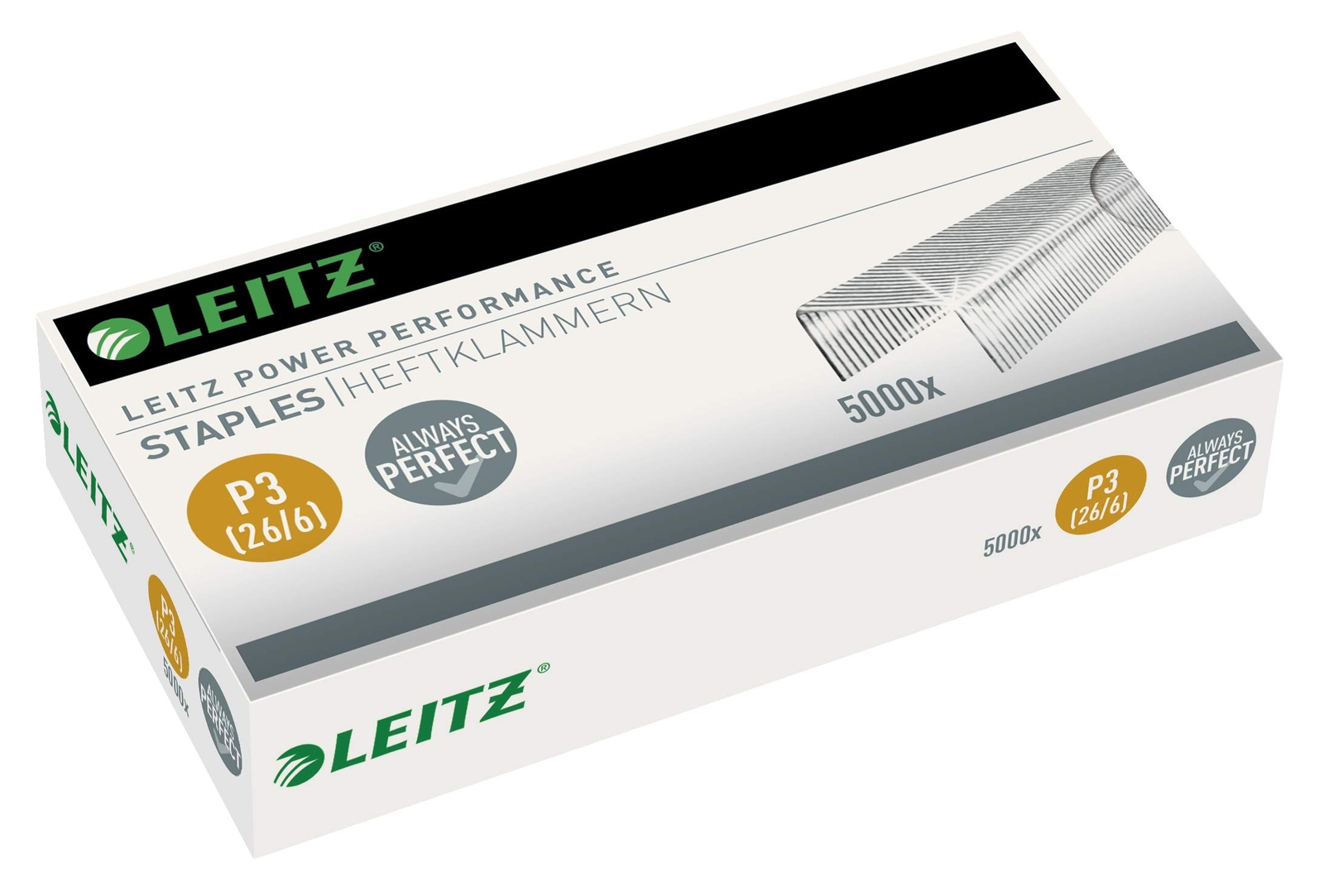 Leitz 55721000 P3 Power Performance 26/6 Staples, Strong Steel, Length 6 mm, 500