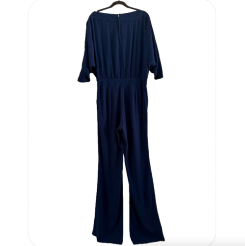 Diane von Furstenberg Dezi Crepe Jumpsuit Midnight Navy Blue Women's Size 8 - Foto 5 di 16