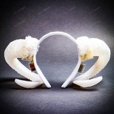 Gothic Demon Horn Headband with LED Light Halloween Costume Headgear White