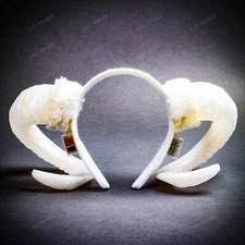 Gothic Demon Horn Headband with LED Light Halloween Costume Headgear White