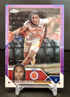 2023 Topps Chrome McDonald's All #31 Riley Nelson Fuchsia/Blue Swirl Refractor